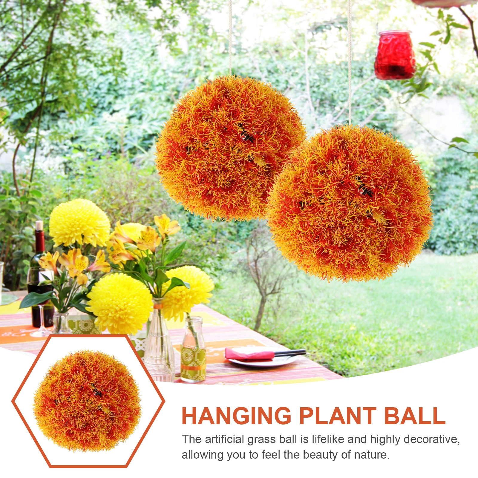 

Fake Grass Artificial Plants Home Decor Vivid Topiary Ball Hanging Balls Decorative Orange Mother
