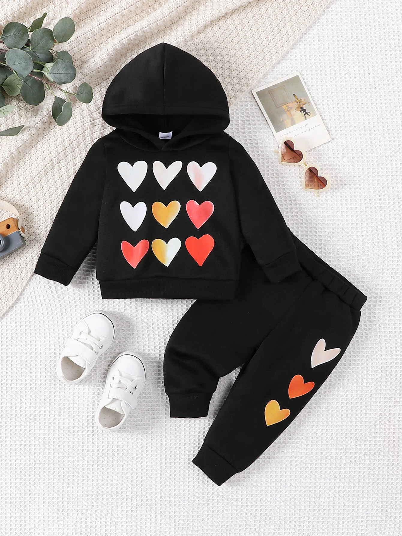 2Pcs Spring&Autumn Sets For Baby Girls Long Sleeve Hooded Top And Long Pants Infant Newborn  Outfits 0-36M