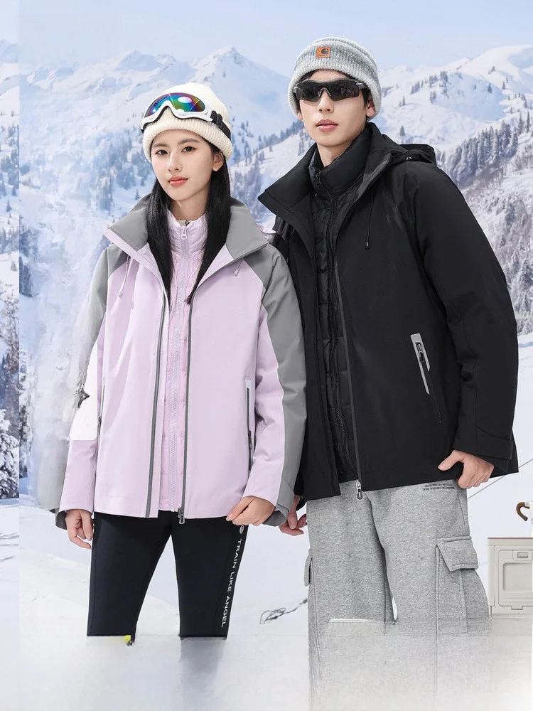 

Snow Flng Spring 2026 Couples Sle ex ort down Jaet Detachable Hood Simple Faionable Lightweight Du Feather Pa...