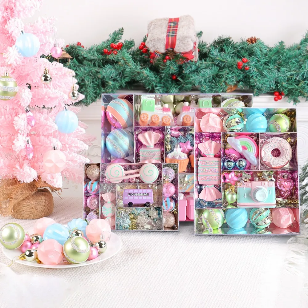 Macaroon Christmas Balls Set Camera Candy Christmas Tree Ornament Plastic Festival Christmas Tree Alien Pendant