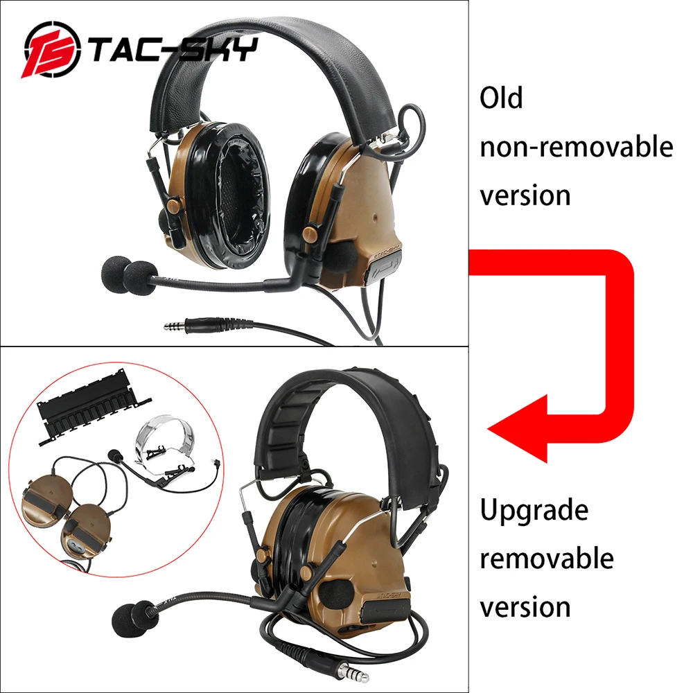 TS TAC-SKY C3 New Detachable Headband Silicone Earcups Noise Hunting Sports Military Tactical Headset Shooting Headset