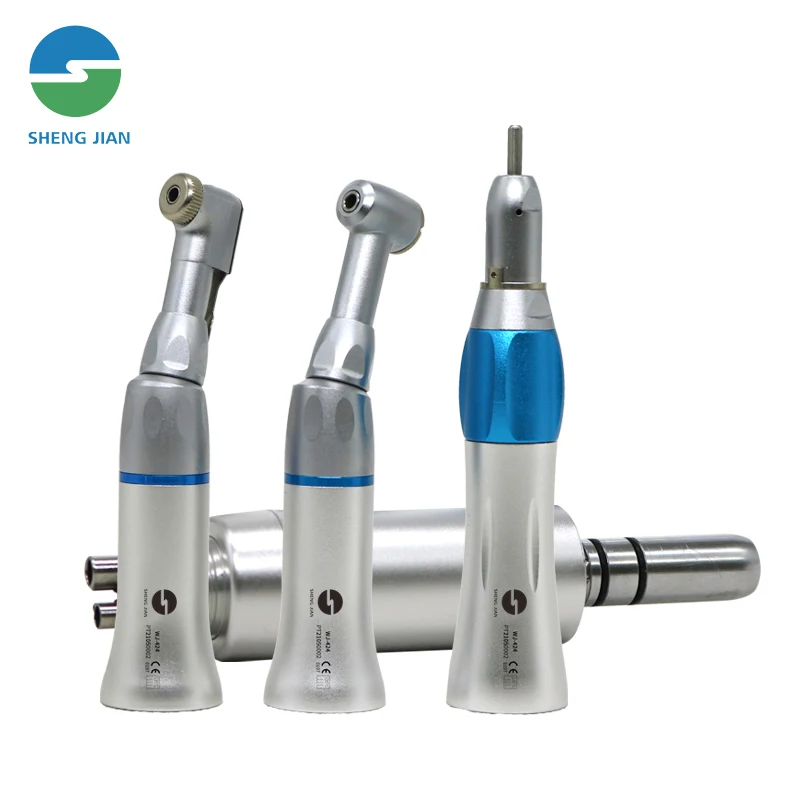 Dental Slow Low Speed Straight Nosecone 2/4 Holes Air Motor External Contra Angle Handpiece Sets Fit NSK FG 1.60mm/CA 2.35mm Bur