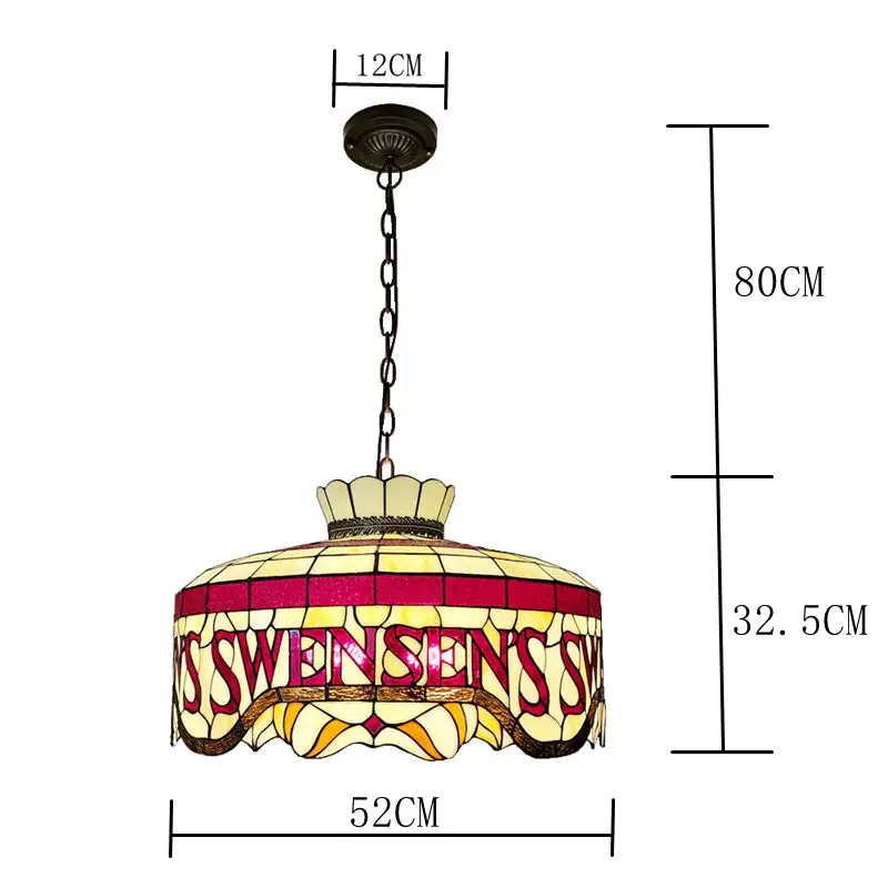الأوروبي دليل لحام الزجاج الملون الثريا استدارة قلادة أضواء مطعم غرفة المعيشة فندق غرفة نوم LED مصابيح معلقة #4