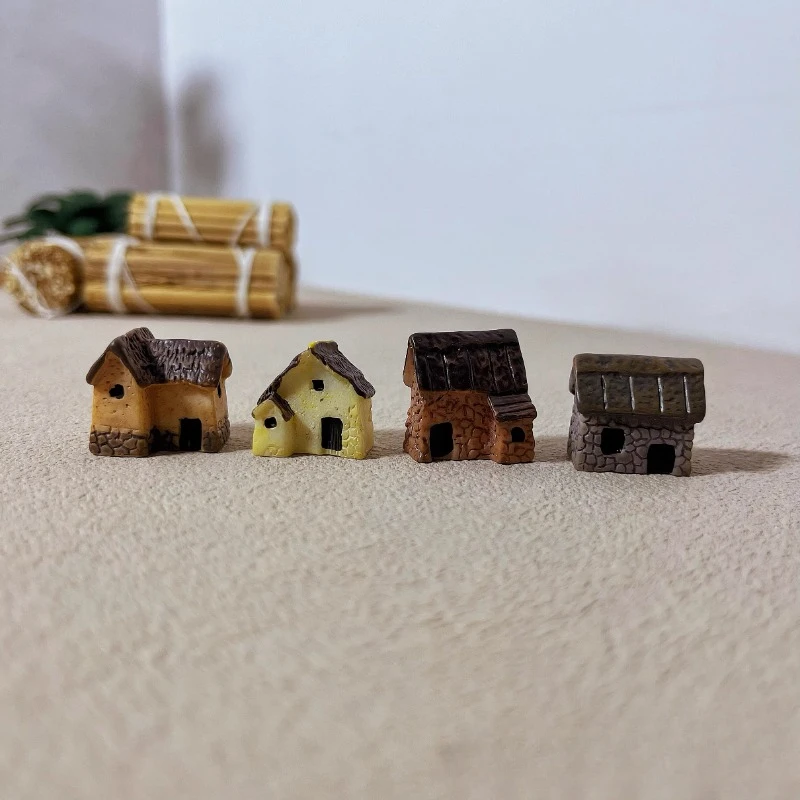 Emulation Miniature Architecture Mini House Grass Hut Micro Landscape Sand Table Model Props Decoration Ornaments