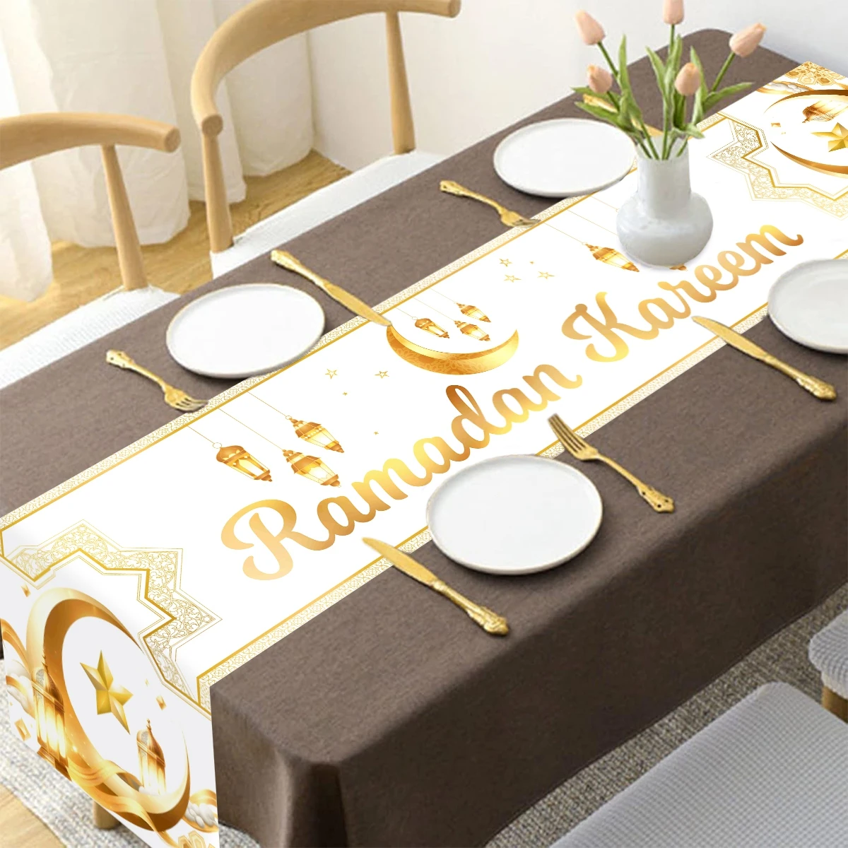 عيد مبارك مفرش طاولة رمضان مفارش المائدة رمضان كريم ديكور للمنزل 2026 حفلة إسلامية هدايا عيد الأضحى