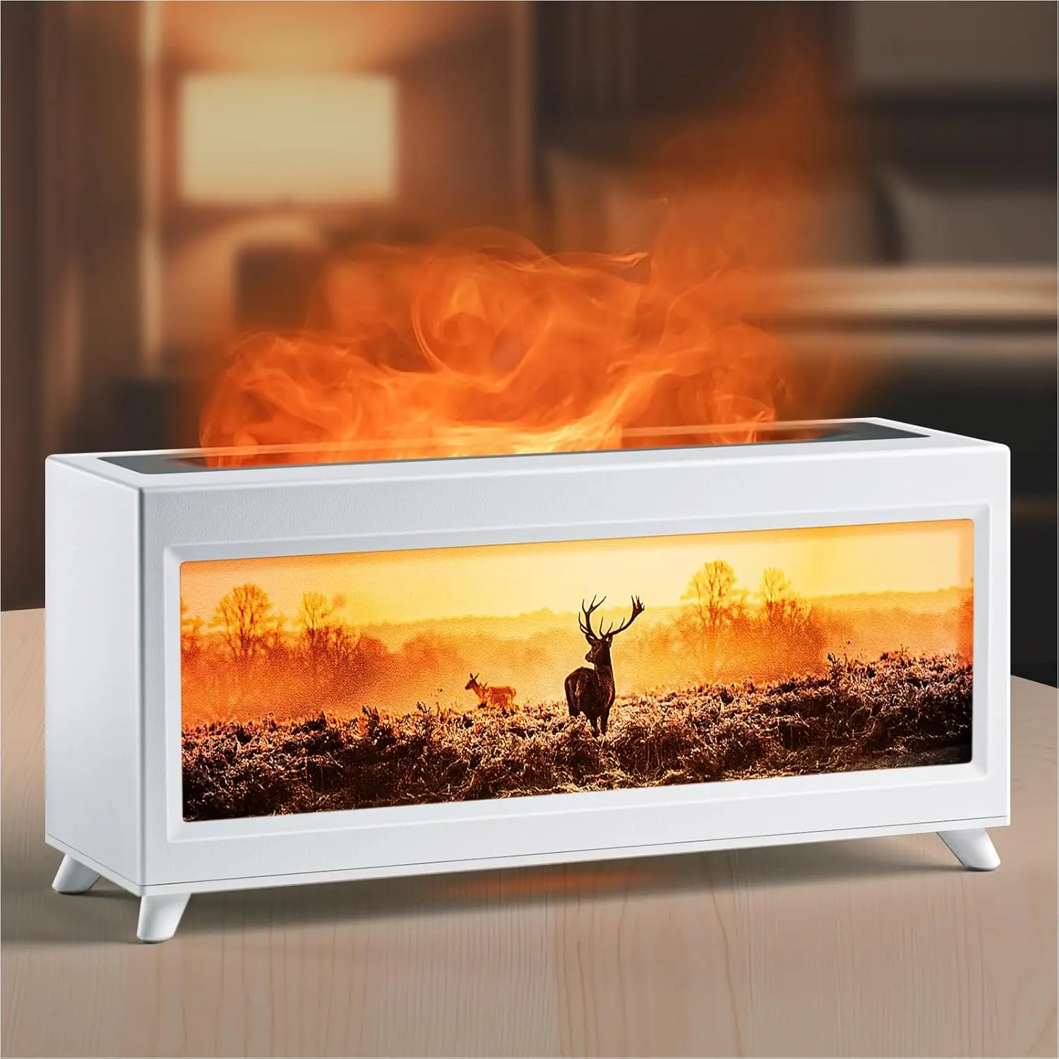220Ml electric fireplace diffuser color flame aromatherapy essential oil humidifier plastic remote control hotel bedroom home