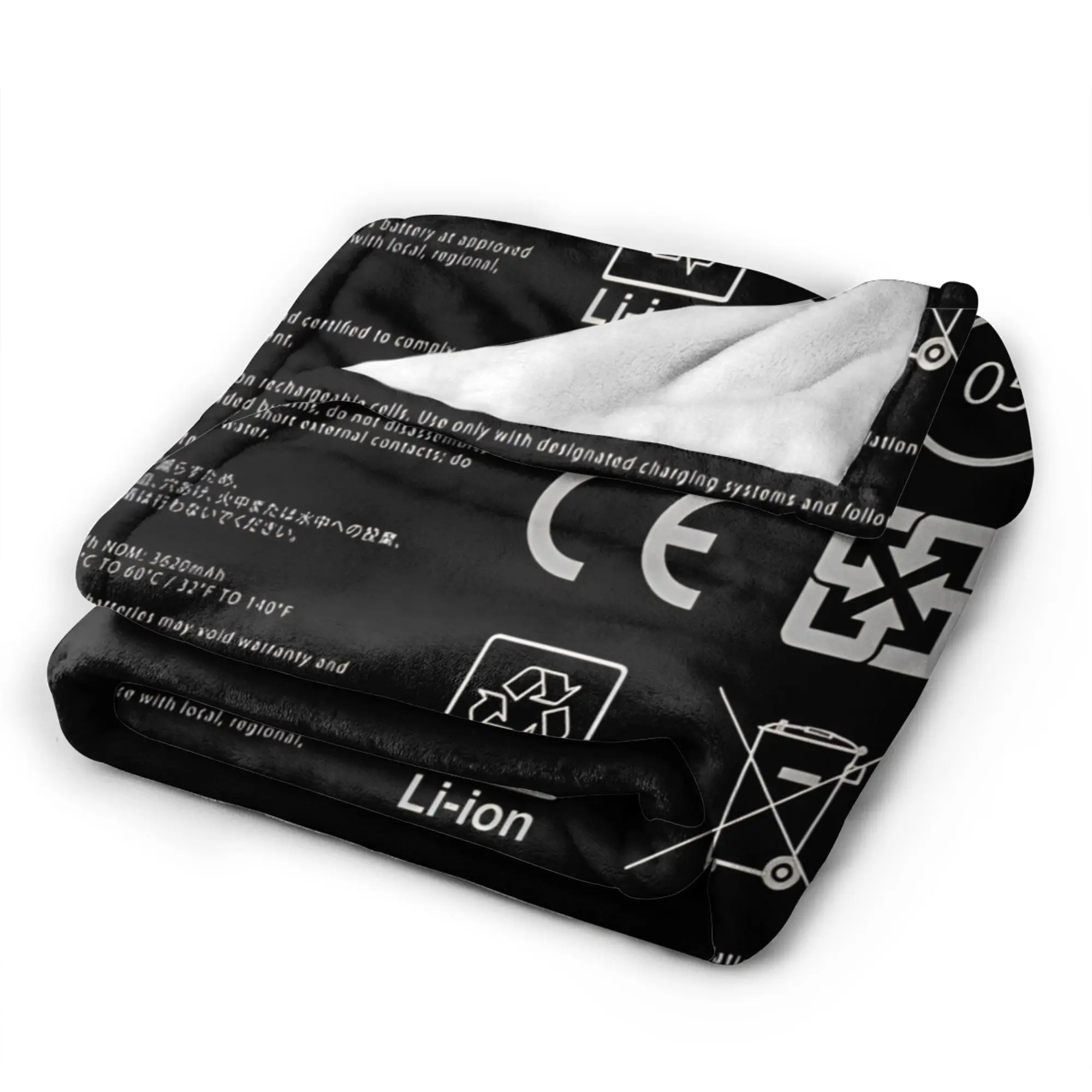 Inflatable Battery Soft Cozy Blanket  Graphic Travel Office Throw Blanket Couch Bed Flannel Bedspread Sofa Bed Cover