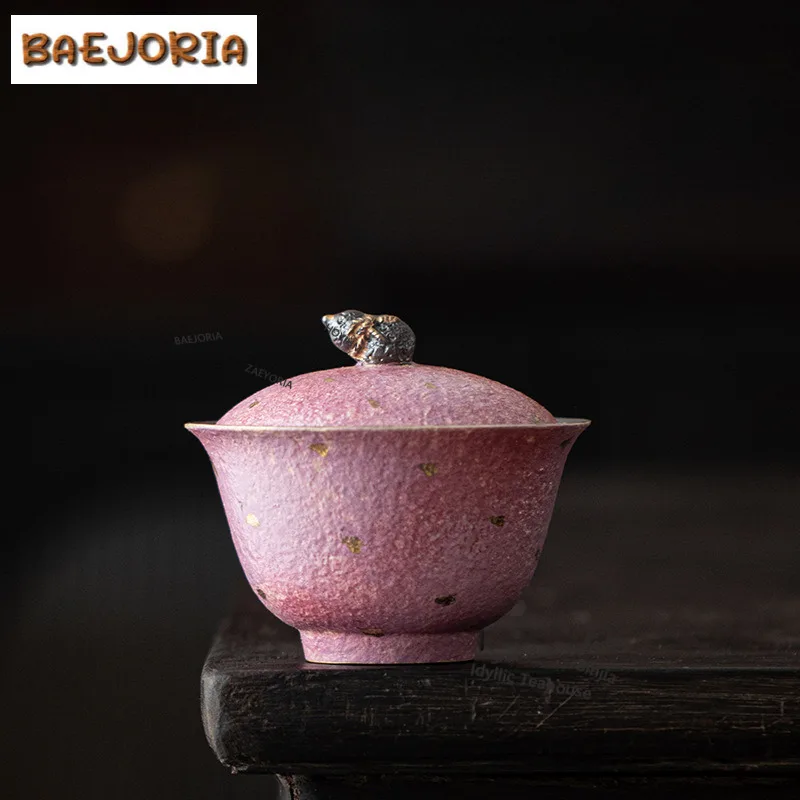 

Чайная чаша-гайвань 160 мл с золотым и фиолетовым декором, креативная чайная посуда с крышкой, набор для заваривания чая, чаша для кафе, подарочный набор