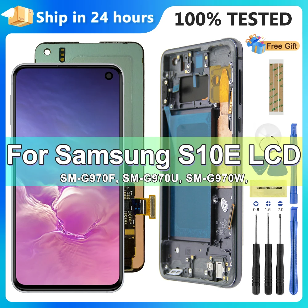 AMOLED S10e Display With Frame, For Samsung Galaxy S10E G970 G970F G970U LCD Display Touch Screen Digitizer Replacement Part