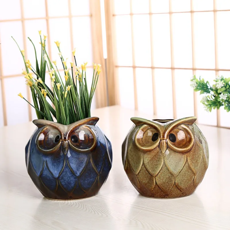 

Horticultural Cute Ceramic Owl Meaty Flower Pot Pot Potting Meaty Plant Flower Pot Decoration Container