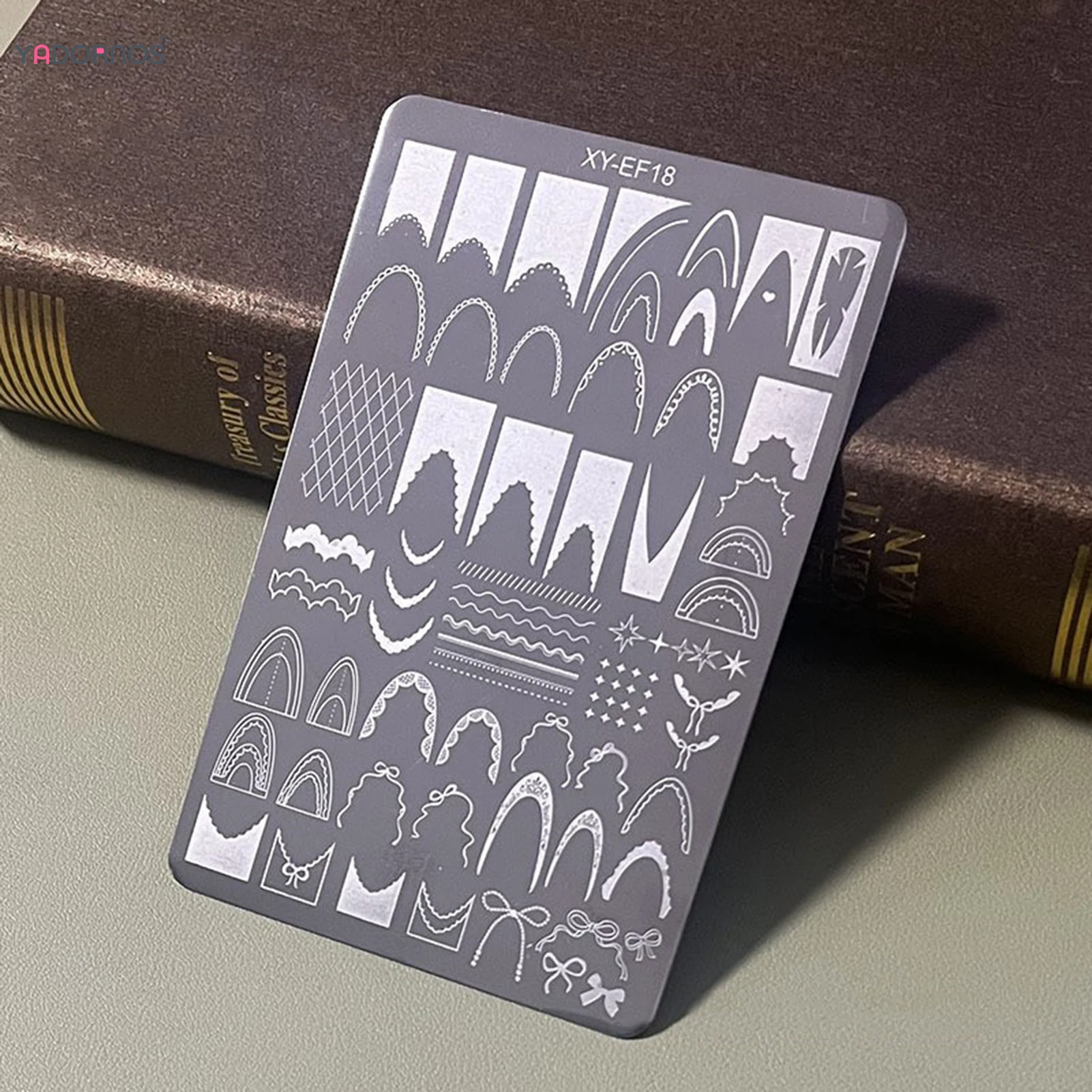 1 قطعة لوحات ختم الأظافر متعددة الأنماط مسمار الفن لوحة الفولاذ المقاوم للصدأ شريط/Bowknot/زهرة/الفرنسية مسمار تصميم أدوات الاستنسل