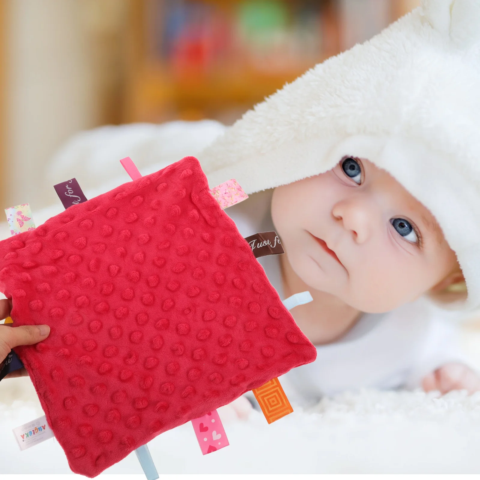 

2PCS Baby Soothing H kerchief 25x25cm Knitted Soft Comforter Towel Newborn Infants Easy Wash Reusable Lovely om