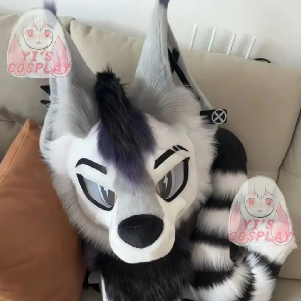 Yis تأثيري مخصص فروي رئيس Kigurumi رئيس تأثيري كيمونو Fursuit اليدوية سماعات الوحش مخصص Fursuit كيمونو رئيس