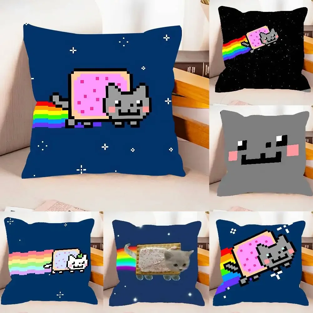 لطيف N-نيان القطط آرت صانع حالة أفخم النسيج لينة المخدة مزدوجة الوجهين طباعة غطاء الوسادة الهدايا المنزلية