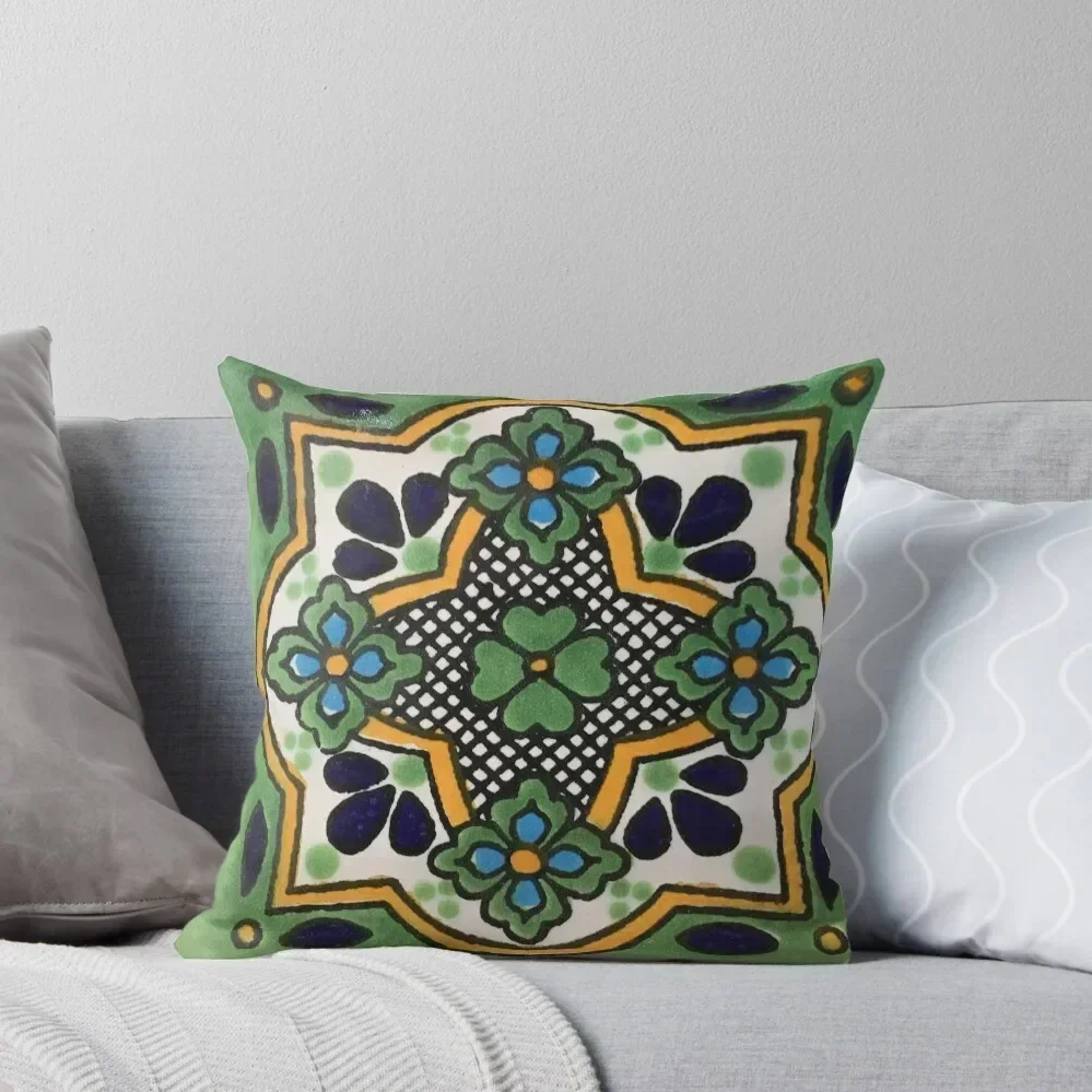 

Mexican Talavera Tile Green Throw Pillow Couch Cushions Sofa Pillow Cover Decorative Pillow Covers For Sofa