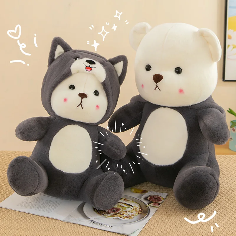 Cute Husky Cosplay Teddy Bear Plush Toy Cartoon Stuffed Animals Bears Plushies Doll Anime Soft Kids Toys for Girls Home Decor