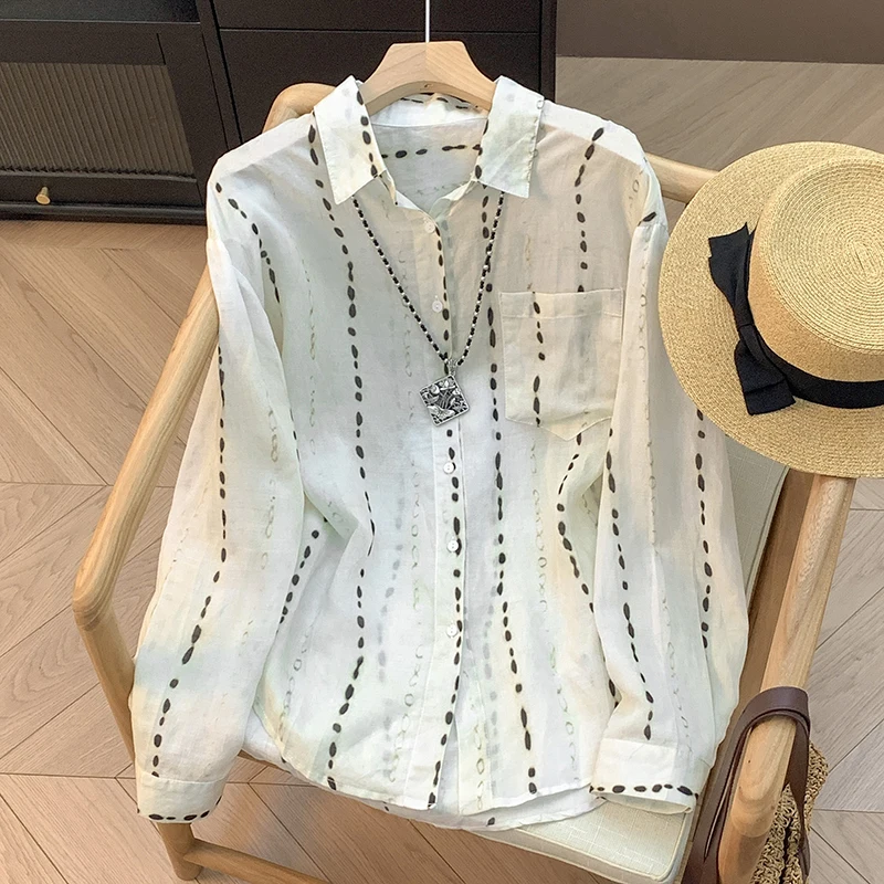 

Bohemian Style Long Sleeve Cotton Linen Women's Shirt Breathable Casual Print Fashion Drop Shipping Autumn 2025 Season