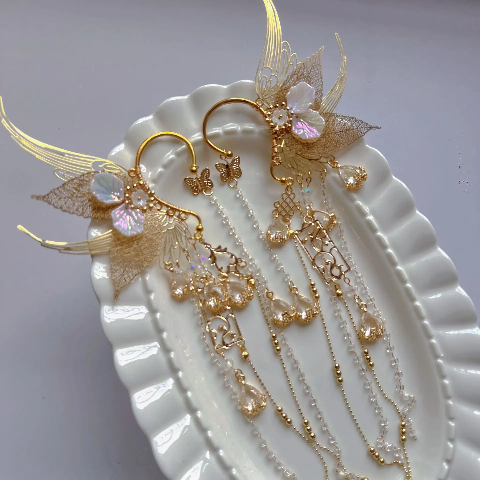Boucles d'oreilles elfe, Costume ancien, accessoires de fée, douce princesse, accessoires Hanfu suspendus, accessoires Super féeriques, nouvelle collection 2025