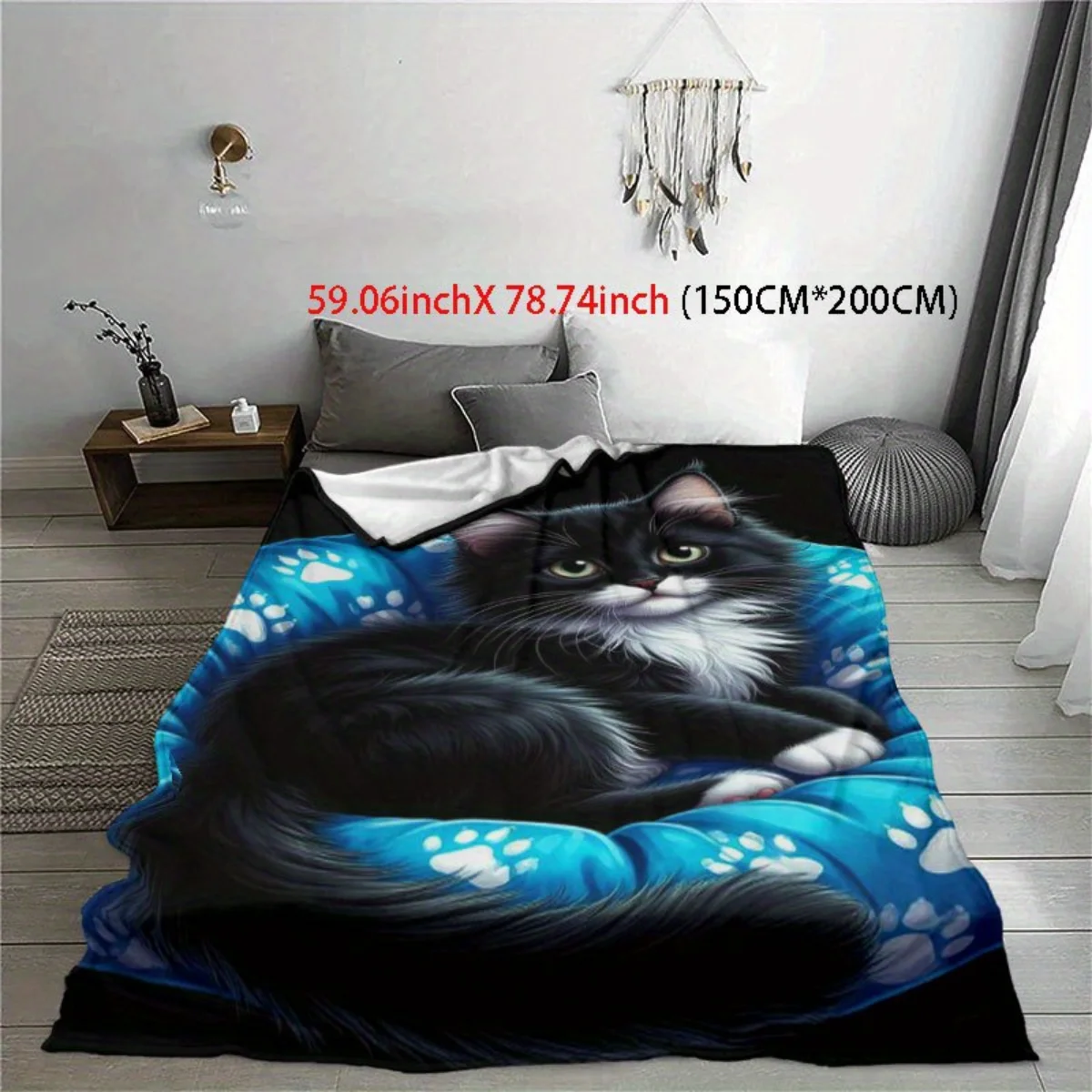 بطانية من الفلانيل بنمط القط الفارسي - سرير، أريكة، مكتب، سفر، هدية، ديكور، كرسي، راحة ودفء، عيد الميلاد #4