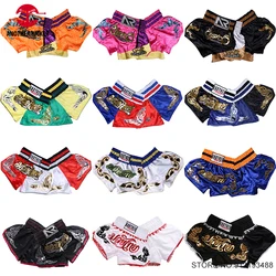 Muay Thai Kids Adult Kick Bo Shorts Embroidery Thailand Kickbo Training Cage Fighting Pants Martial Arts Clothing