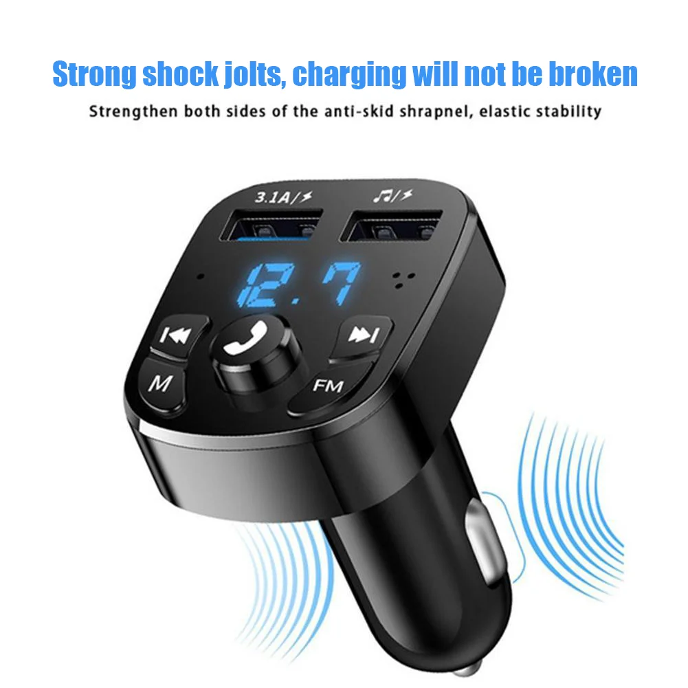 2.1A Player Audio Receiver Car FM Transmitter Bluetooth 5.0 Handsfree Car Kit Audio MP3 Modulator 2 USB Fast Charger For iPhone