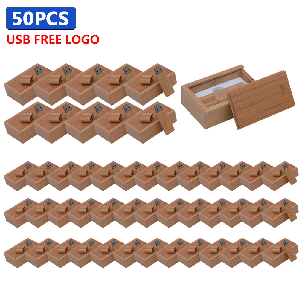 

50PCS/LOT USB 2.0 Flash Drive Wooden / bamboo 4GB 16GB 32GB 64GB 128GB Pen Driver Pendrive Memory Creativo Personal LOGO Gifts