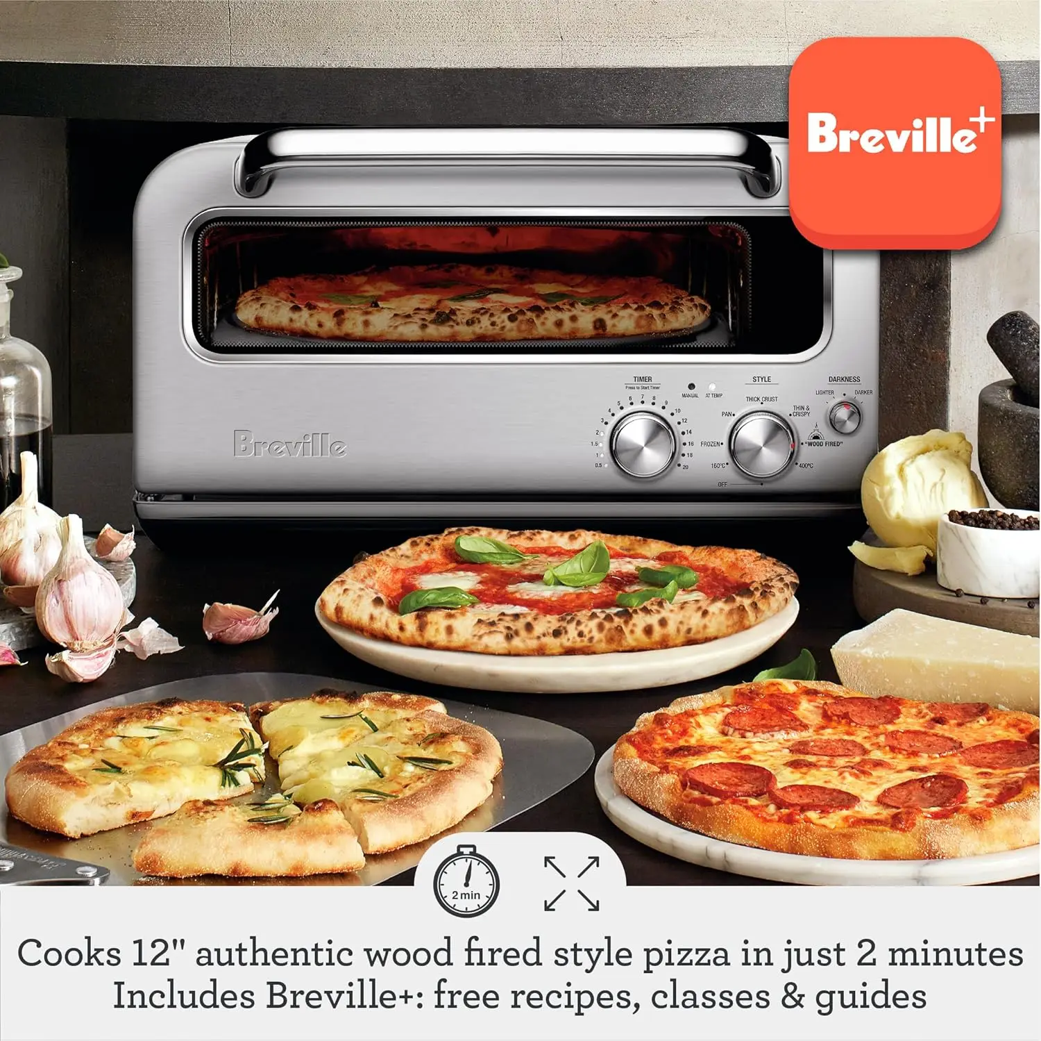 Pizza Oven Preset Pizza Features Conduction Heat of Charred Base Radiant Heat From A Leopard Crust Brick Oven Flavor