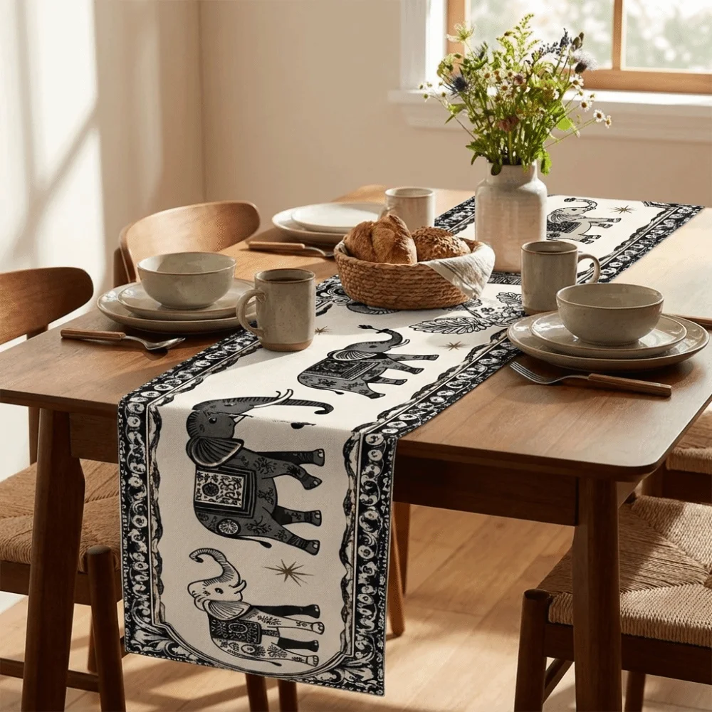 Vintage Flower Printed Table Flag Peony Floral Non-slip Wedding Tablecloth Stain-resistant Rectangular
