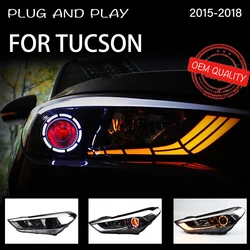 Headlight For Hyundai Tucson 2015-2018 Car автомобильные товары LED DRL Hella 5 Xenon Lens Hid H7 IX45 Car Accessories