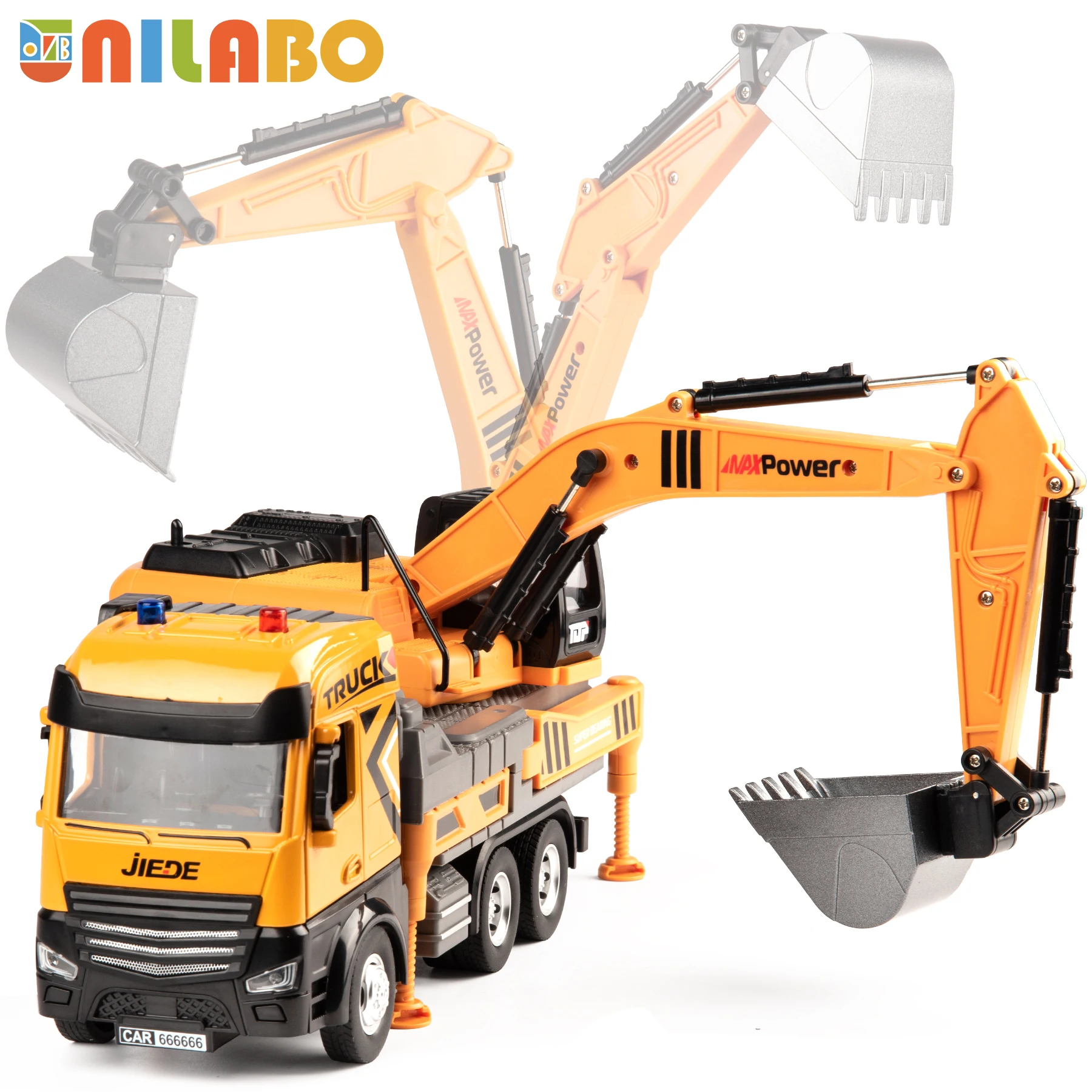 

Alloy 1:40 Vehicle Excavator Toy Extendable Arms Rotating Platform Inertia Power Light Sound Perfect Birthday Gift Boys Girls 3+