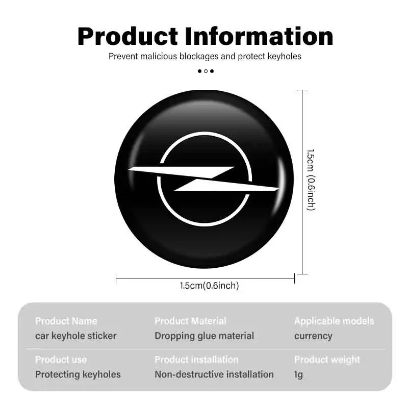For Opel 14mm Car Key Emblem Auto Control Keychain Sticker Decoration Accessories Corsa D Astra G H J K F Mokka C Zafira B view 6