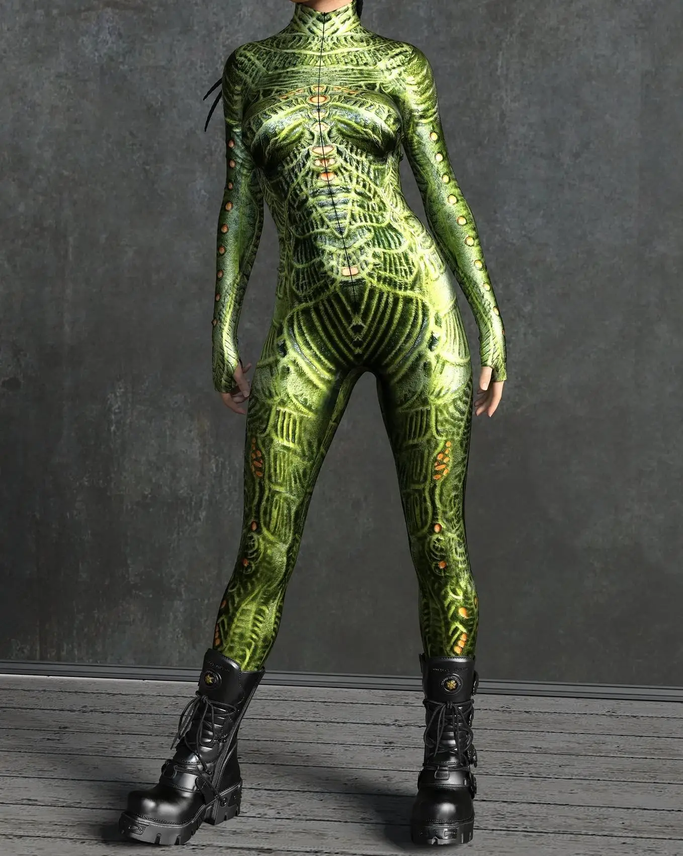 Halloween Anime Horror Spezies Cosplay Jumpsuit Terror Monster Skin Bodysuit Steampunk Party Show Anzug Unisex Rave Zentai – Detail 8