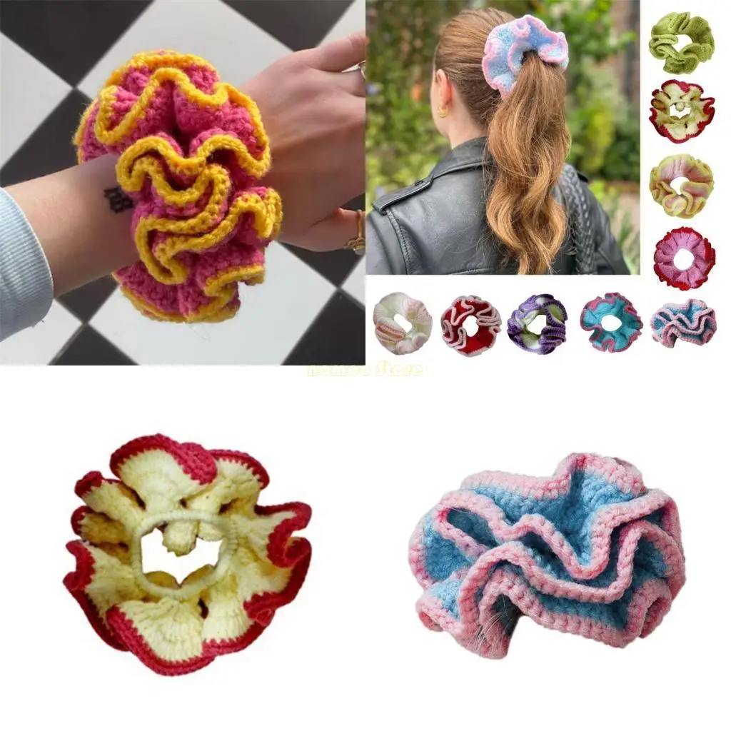

31BF Fashionable Knit Hair Ties With Soft Color Contrast Scrunchies Hairpieces