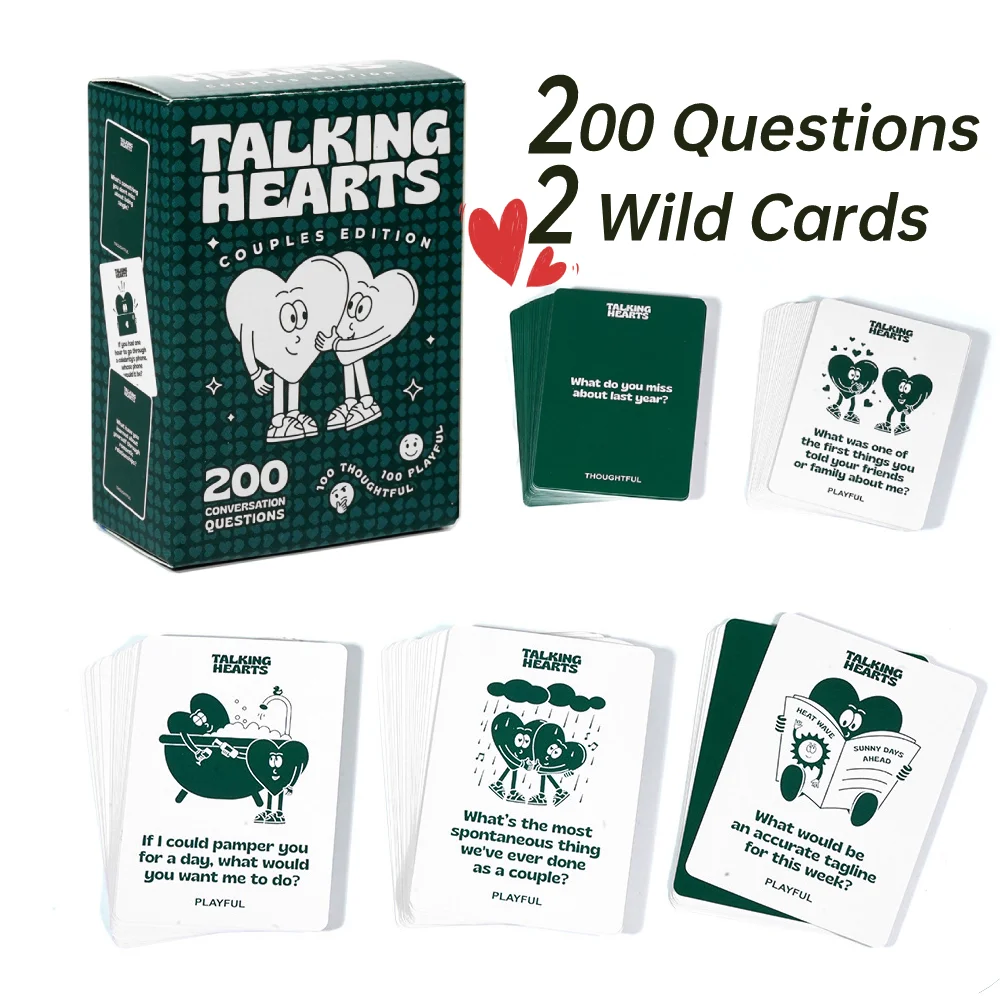 Conversation Cards Couple Card Game for Date Nights & Travel Adventures Valentine's Gift for Couples 200 Questions & 2 Wild Card