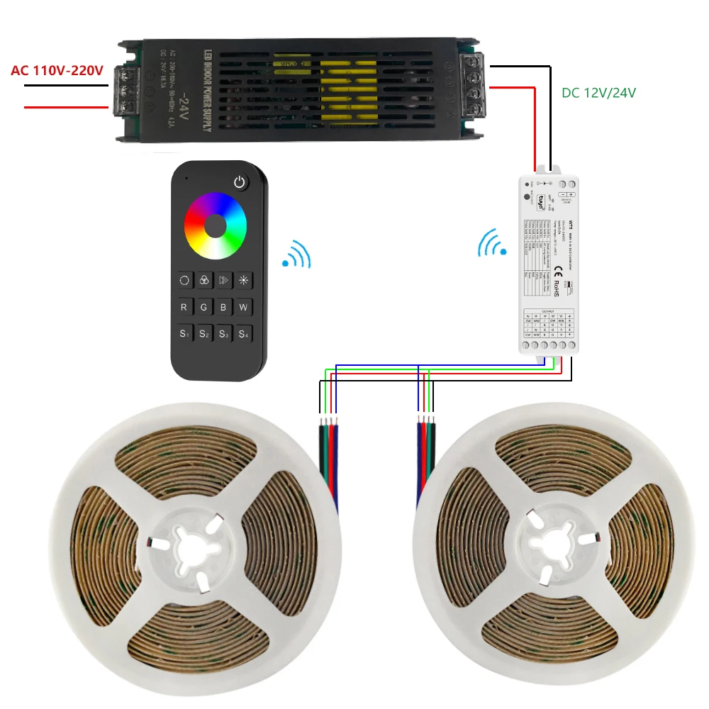 10m Set Wifi/Zigbee COB RGB LED Strip Light Kit Home Room Decor Tuya App Control 840LED DC 24V Flexible LED Tape Ribbon 5m 8m