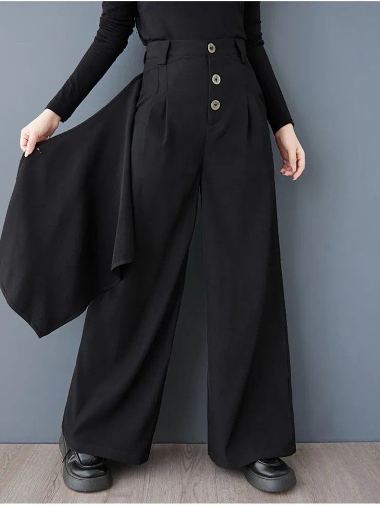 Autumn Irregular Patchwork Wide Leg Pants Women Fashion High Waist Pants Ladies Trousers Casual Loose Woman Harajuku Pants