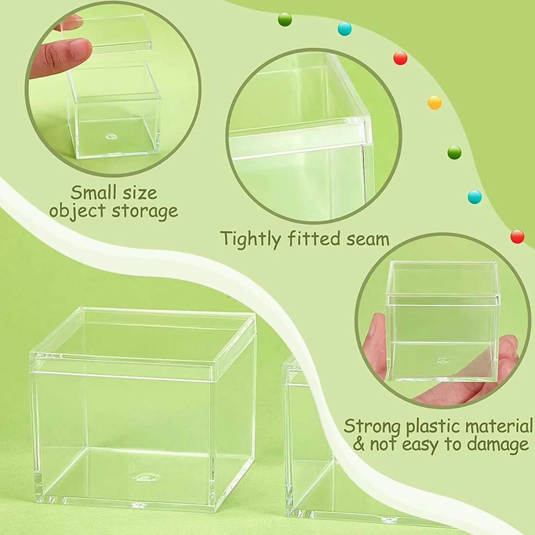 8 Pieces Of Transparent Acrylic Plastic Square Square Jewelry Box Mini Storage Box with Lid Mini Square Container 120Ml