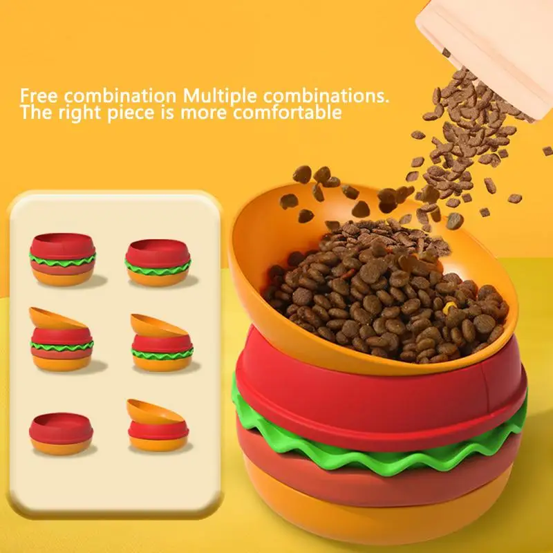 

Slow Feeder Cat Bowl Dog Bowls Large Breed 5-in-1 Hamburger Design Interactive Maze Plate Treat Dispenser Toy For Anti Choking