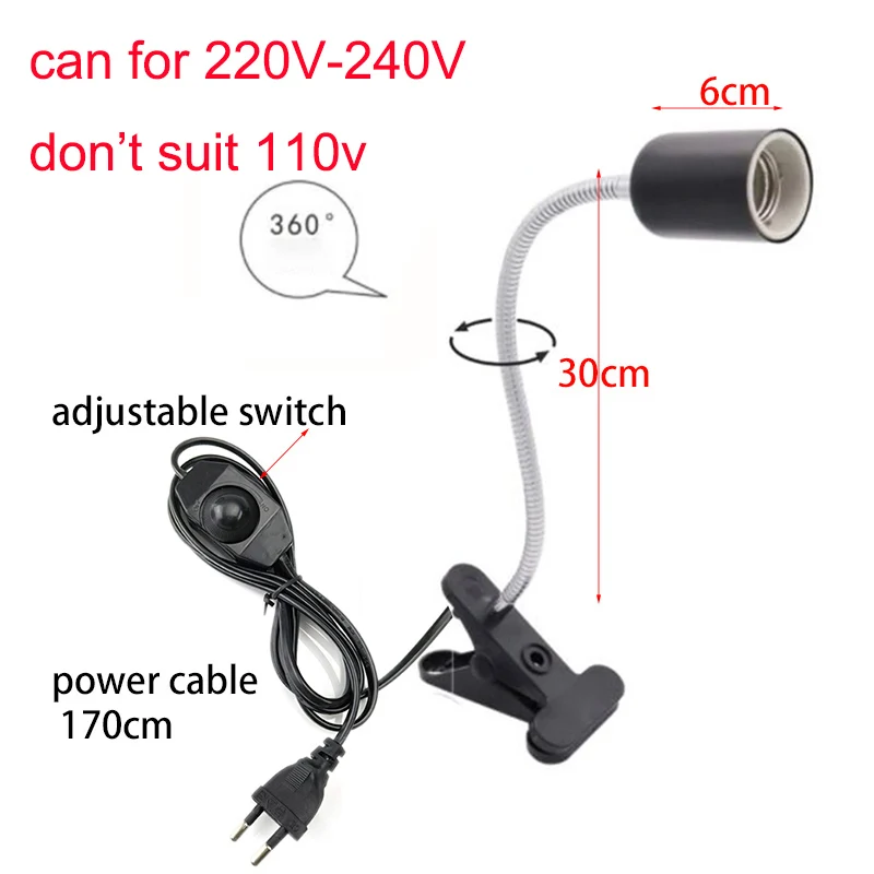 Infrared Pet Heating Lamp Ceramic 220V Light Bulb Brooder Chickens Reptile Lamps 50W 75W 100W 150W 200W Kit with Clip-on Holder