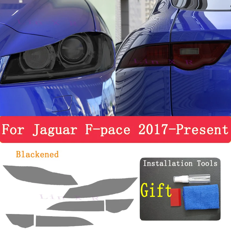 

For Jaguar F Pace X761 2017 Rear Headlamp Car Styling Sticker Headlamps TPU Smoked Black taillight Protector Film accessories