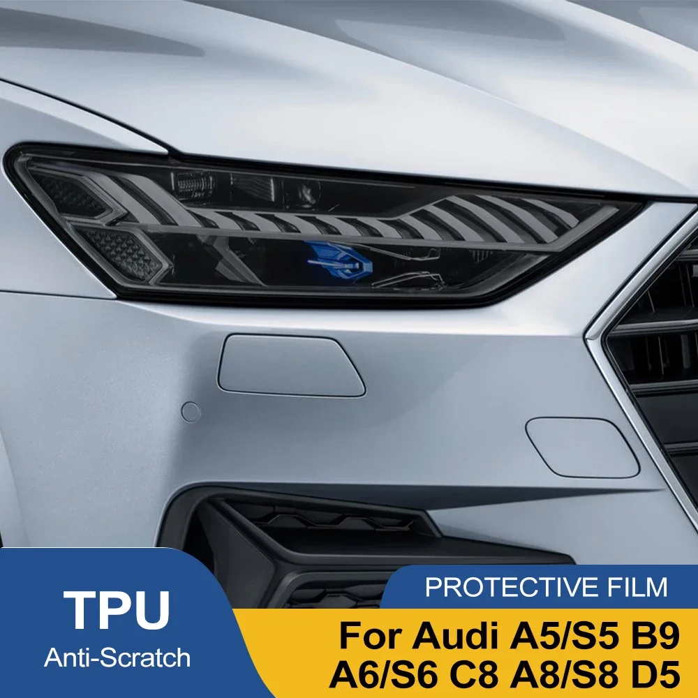

For Audi A5/S5 B9 A6/S6 A7/S7 C8 A8/S8 D5 Car Headlight TPU PPF Protective Film Pre Cut Smoke Black Vinyl Wrap Anti-Scratch Film
