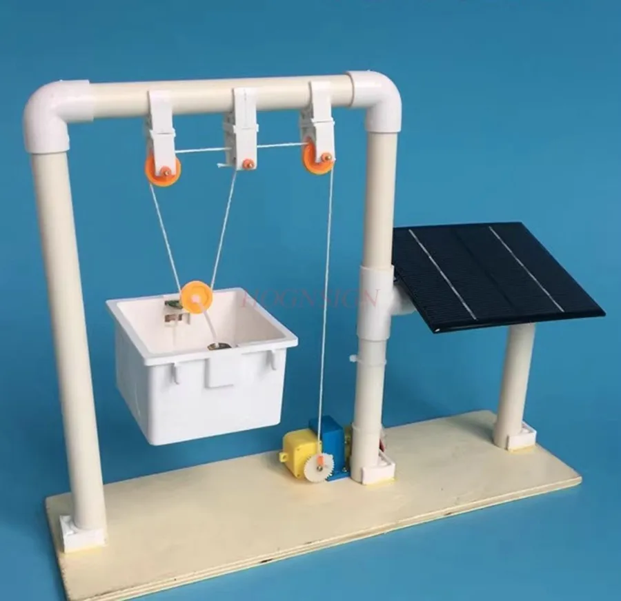 

1 set DIY solar powered crane technology, small production, small invention, puzzle assembly, building block toy