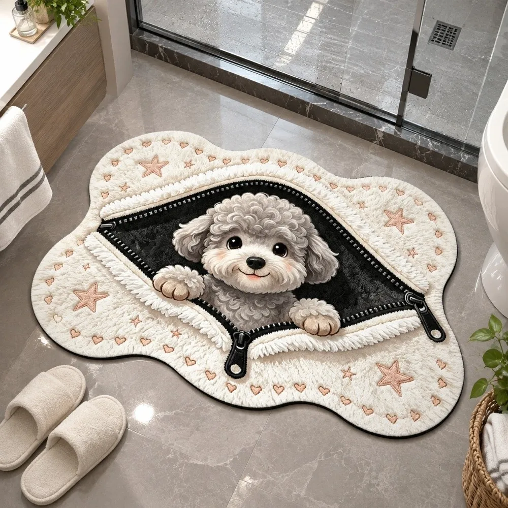 40×60CM Bathroom Doormat Non-slip Lifelike Visual Illusion Rug Diatomaceous Earth Absorbent Animal Pattern Carpet Home Entrance