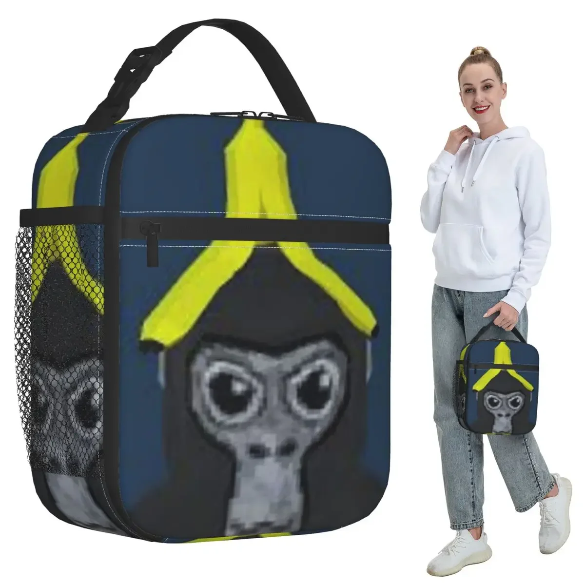 Gorilla Tag Monkey With Banana Insulated Lunch Bag for Kids School Cooler Thermal Food Box Tote Portable Lunch Boxes Container