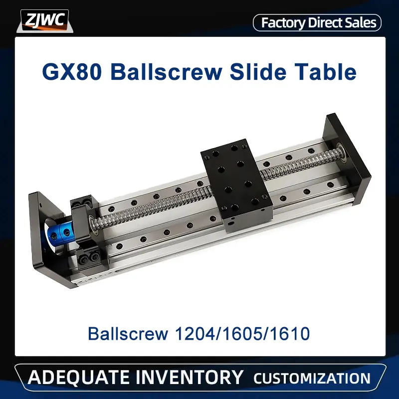 

GX80 Inch Square Rail SFU1605/1204/1610 150mm 200mm Ball Screw Sliding Table Sliding Cross Linear Slide Platform Guide XYZ Shaft