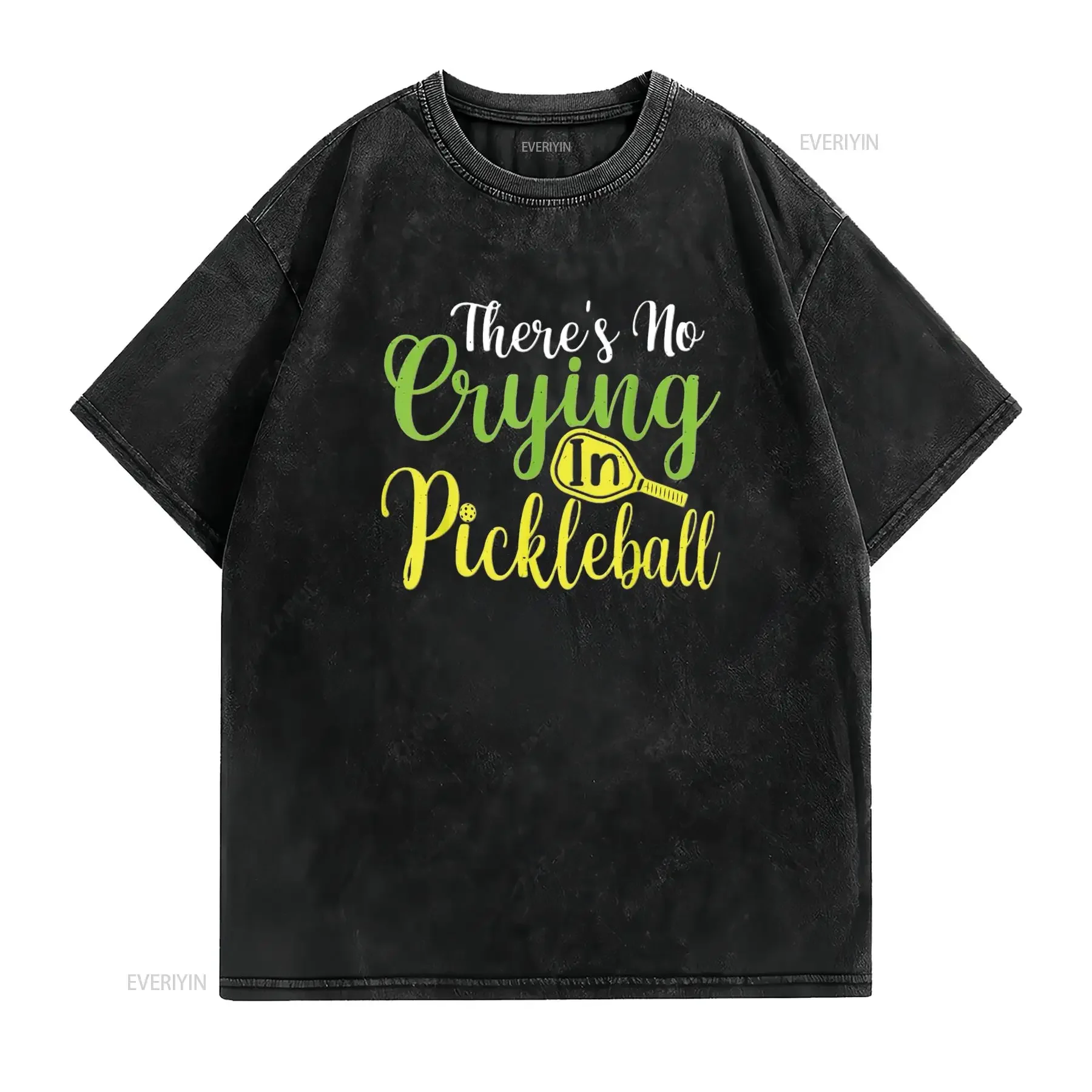 Womens There S No Crying In Pickleball T Shirt Black 2X Large vintage Washed Slightly Stretched Stylish Casual designer clothes