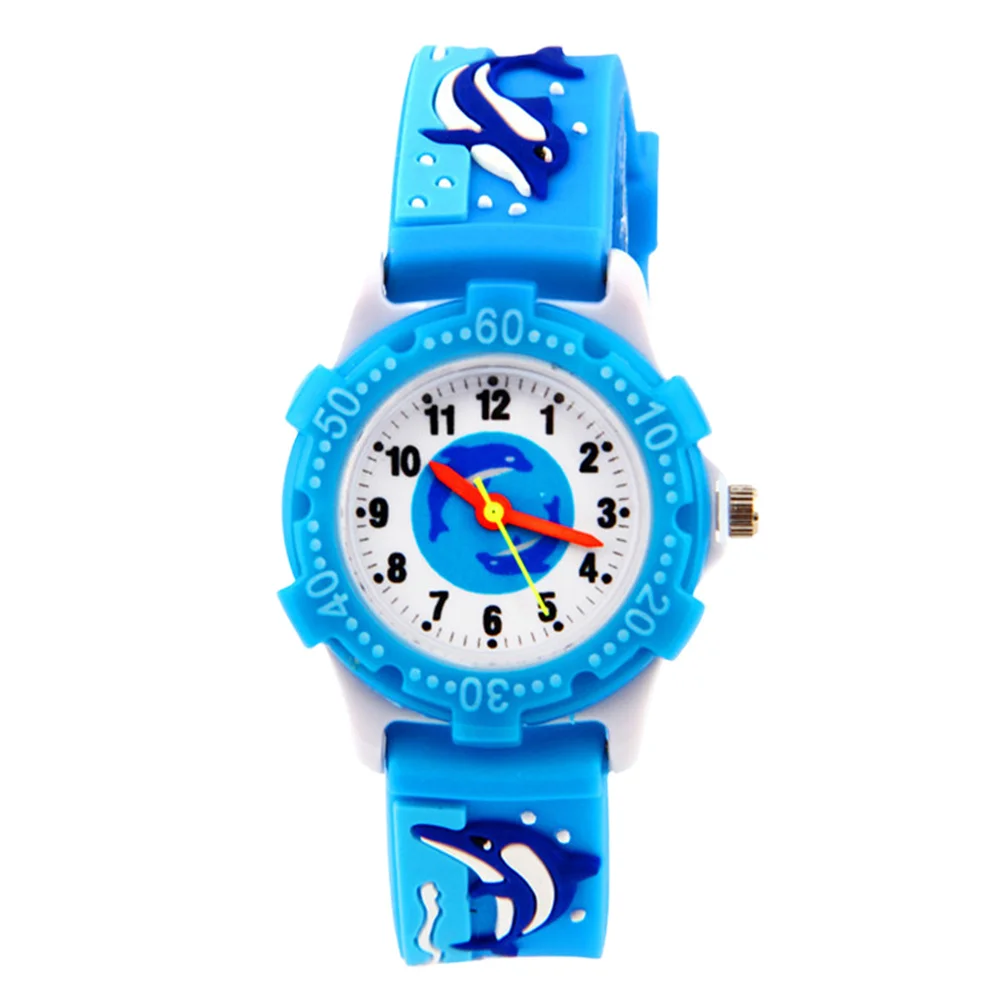 

Kids Cartoon Wrist Watch Dolphin Design 3D Blue Creative Durable Safe Cute Children Gift Kids Watch