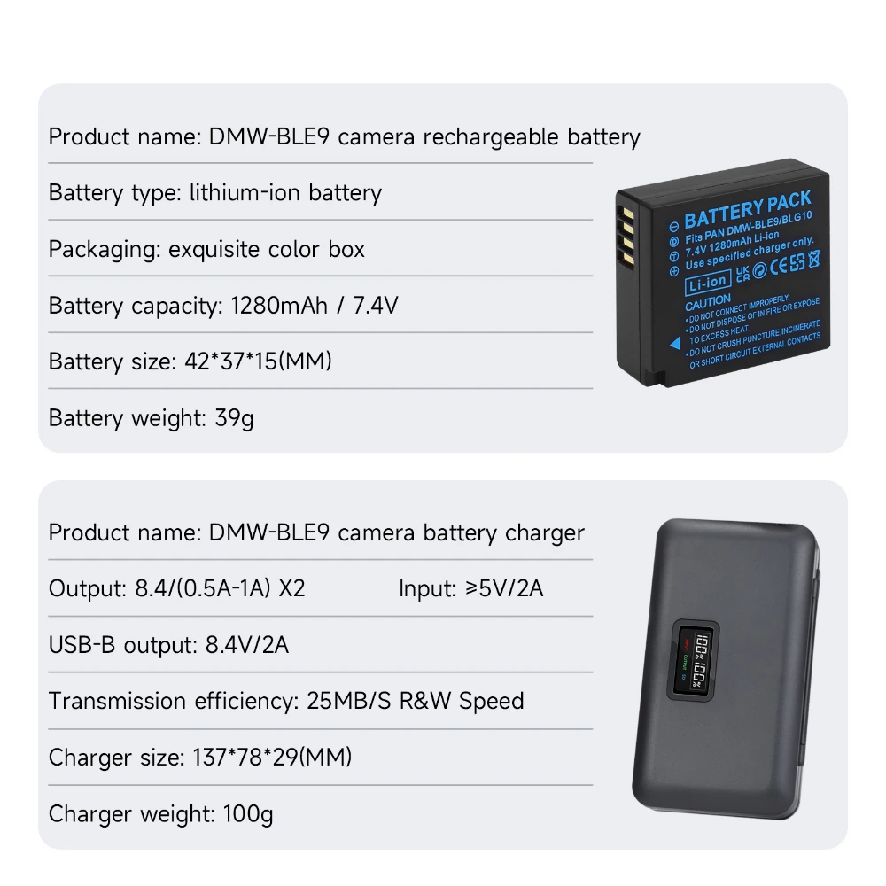 4 sztuki 1280mAh DMW-BLG9 BLG10 BLG10E bateria DMW-BLE10 + podwójna ładowarka USB LCD do Panasonic LUMIX GF5 GF6 GX7 LX100 GX80 GX85