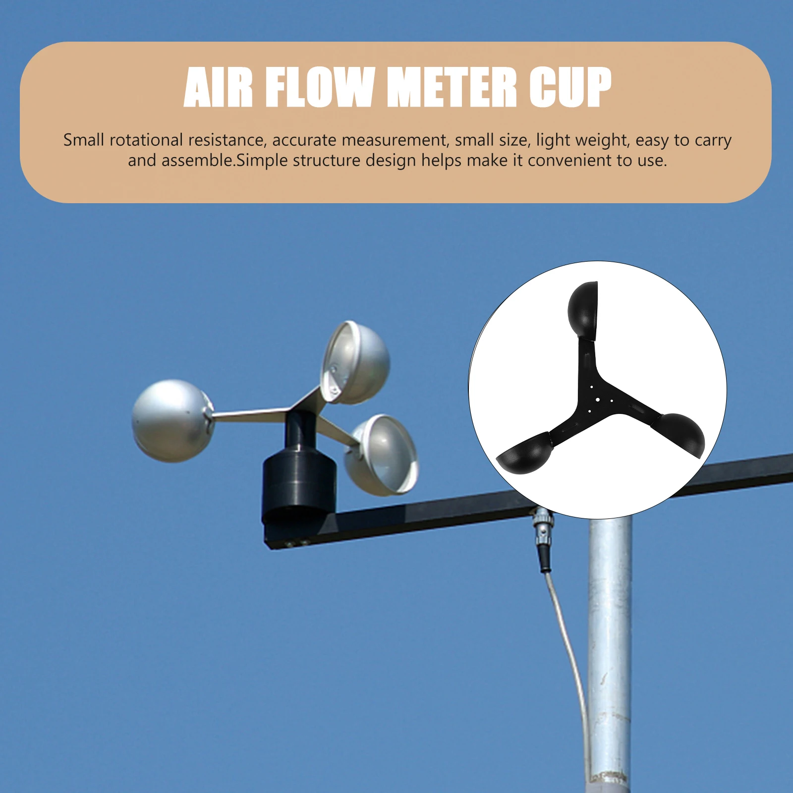 

Anemometer Sensor Wind Measurement Device Metal Cups Replacement Outdoor Speed Indicator Cup Wind Gauge Meter