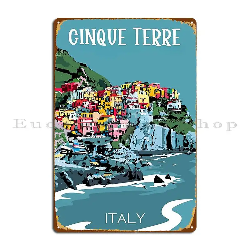 A Vintage Travel Art Of Cinque Terre Italy Metal Plaque Poster Classic Plaques Iron  Club Cinema Tin Sign Poster